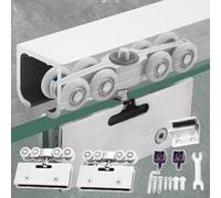 rail porte coulissante Rail pour Porte Coulissante à Usage Intensif, Kit de Quincaillerie pour Porte Coulissante en Verre, Roulette en Acier avec Rail pour Portes Verre(Silver,80cm/31.5in)