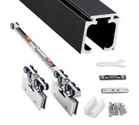 rail porte coulissante Rail pour Porte Coulissante en Verre, Quincaillerie Coulissante et Rail Porte VitréE Simple, Ensemble Quincaillerie Coulissante Silencieuse Armoire(Black,400cm/157.5in)