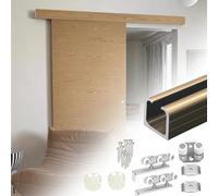 Rail Porte Coulissante Rail Simple en Aluminium avec Butées, Rail de Remplacement pour Porte Coulissante de 120, 150, 180, 240 ou 300 cm(Champagne,15ft(4.6m))