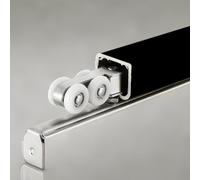 Rail porte coulissante Système De Rail Pour Porte Coulissante Pliante, Rail Robuste En Aluminium Avec 12 Roulettes En Nylon, Rails De Montage Mural Au Plafond - Personnalisation(Black,85cm(2.8ft))