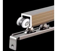 Rail porte coulissante Système Garde-corps Porte Coulissante Champagne, Quincaillerie Montage Au Plafond Grange Simple, Kit Remplacement Galets Roulement Portes Garage Pliantes(4.5ft/137cm)