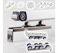 rail porte coulissante Systèmes de Rails pour Portes Coulissantes, Rails de Remplacement Portes Placard, Doubles Montés Haut, Kit Quincaillerie Rails Portes Coulissantes(Silver,148in/376cm)