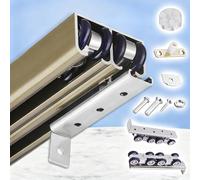 rail porte coulissante Systèmes de Rails pour Portes Coulissantes, Rails de Remplacement Portes Placard, Doubles Montés Haut, Kit Quincaillerie Rails Portes Coulissantes(Champagne,100in/254cm)