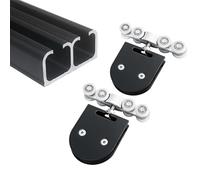 rail pour porte coulissante Kit De Rail Pour Porte Coulissante En Verre Dissimulée - Glissières De Porte Coulissantes En Alliage D'aluminium Noir Pour Bureaux/Bureaux/Balcons(Round Hanger,4.2m)