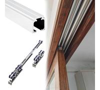 rail pour porte coulissante Kit De Rails Pour Portes Coulissantes Avec Amortisseur Bidirectionnel, Montage Par Le Haut Pour Portes De Grange Et De Placards De Bureau(2.2m)