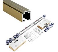 rail pour porte coulissante Rail Et Ferrures Pour Portes Coulissantes En Aluminium, Amortisseur Bidirectionnel - Kit De Rail Coulissant Pour Chambres/Salles De Bains/Bureaux(Champagne,2.6m)