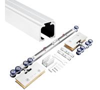 rail pour porte coulissante Rail Et Ferrures Pour Portes Coulissantes En Aluminium, Amortisseur Bidirectionnel - Kit De Rail Coulissant Pour Chambres/Salles De Bains/Bureaux(White,3.8m)