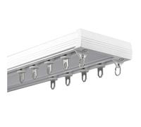 Rail Pour Rideaux Du Salon, Bureau Maison Double Rail De Rideau Montage Au Plafond, Voie De Rideau Coulissant En Aluminium De 1,5 Mm(Color:A-White,Size:180cm(2 * 90cm))
