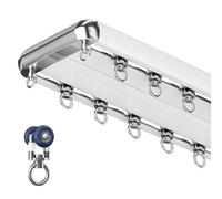 Rail Rideau Plafond Double, Tringle A Rideau avec Rouleaux Silencieux, Rail De Rideau De Plafond pour Fenêtre/Diviseur De Chambre/Salon/Bureau Tringle Rideau(White,240CM (7.9FT))