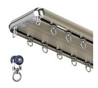 Rail Rideau Plafond Double, Tringle A Rideau avec Rouleaux Silencieux, Rail De Rideau De Plafond pour Fenêtre/Diviseur De Chambre/Salon/Bureau Tringle Rideau(Champagne,410CM (13.5FT))