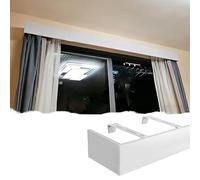 Rail Rideaux 2/2,8/3/3,5/4/5/6m Panneau Corniche Rideau Fixation Murale/Plafond, Cornice Fenêtre Sans Rail, Cache Valance Blanc Ultra-long, Panneau Occultant(Wall mount,1.6m(5.2ft))
