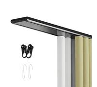Rail Rideaux Double Tringle, Système De Rails Aluminium Premium, 1 m - 6 m Tringle À Rideaux Plafond Silencieuse, Séparation D'espace Pour Chambre, Salon Ou Bureau(Noir,2.1m)