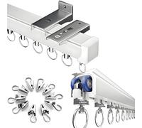 Rail Rideaux Plafond 50cm-600cm, Tringle Rideau Séparateur de Pièce, Rail de Rideau en Aluminium, Muet Rail Rideau avec Clips de Rideau en Métal(120cm)