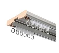 Rail Rideaux Plafond Double Pour Intimité, Rail De Plafond Robuste, Rail De Rideau Pour Separation De Piece, Rideaux, Chambre, Balcon, Bureau, Hôtel(Gray,400cm(4 * 100cm))