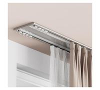 Rail Rideaux Plafond Silencieuse À Rails À Double Rangée, Jeu De Rails À Rideaux En Aluminium, Rideaux Rails, Ensemble Avec Rail À 2 Voies, Pour Salon Chambre À Coucher(Champagne,2.5m)