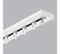 Rail Rideaux Plafond Ultra-Fin Tringle A Rideaux De 70 À 600 Cm, Rail De Plafond En Aluminium Avec Roulettes Silencieuses, Pour Baie Vitrée De Camping-car(White,6.6FT/200CM)