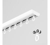 Rail simple en aluminium blanc sans perçage pour salon, chambre à coucher, cuisine et salle de bain - Installation facile Design moderne Solution peu encombrante 4 m