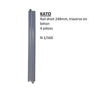 Rail simple voie droit, 248mm, traverse béton, 4 pièces - KATO 20-875 - N 1/160