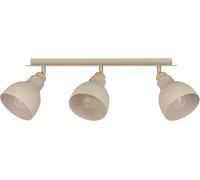 Rail Spot Arrecife,Rampe De 3 Spots Orientables,Barre De Spots Pivotants,Plafonnier En Métal Couleur Sable Et Bois Chêne,Lampe De Plafond Avec Douille E27