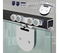 Rail supérieur de Porte en Verre avec quincaillerie, kit de Rail Coulissant pour Porte en Verre sans Cadre, Ensemble de quincaillerie pour Porte de Grange en Aluminium, système de Rail de Porte de