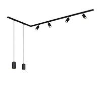 BRILONER - Système de rail Rail, set complet, 4x GU10 spots orientables, 2x GU10 suspensions, forme L, système de rail d'éclairage pour plafond, rail de spots, plafonnier, spotlight, 2,25m, noir