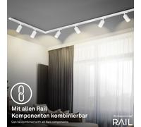 Rail Système de rails kit complet 6 x spots GU10 pivotants 230 V blanc 225 cm