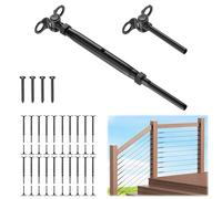 RailinGo RGW01 Lot de 20 paires de câbles d'escalier à angle réglable de 0,3 cm, matériel de tendeur à bascule pour poteaux en bois de 5,1 x 5,1 cm, 10,2 x 10,2 cm, kit de garde-corps en fil noir