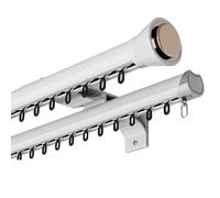 Rails à rideaux robustes, système silencieux à double rangée, rail à rideaux de plafond, ensemble de rails à rideaux à double pôle - Rail double en aluminium de 10,8 pieds avec roulettes sil