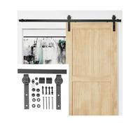 Rails coulissants for porte de grange, ensemble de quincaillerie for rails coulissants extérieurs en acier au carbone, avec poignées et loquets(49.2" Track (Single Door))