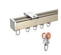 Rails de rideaux de plafond/murs - Ensemble d'installation complet pour décoration d'intérieur et séparation de pièce privée - Guide coulissant lisse couleur champagne