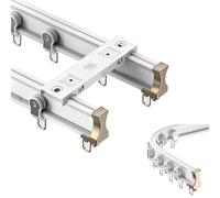 Rails de rideaux doubles flexibles - Rail de plafond flexible de 6 m (19,6 pi) pour douche, baie vitrée, séparation de pièce - Installation courbe, barres de rideaux réglables pour la décora