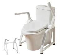 Rails de sécurité pour toilettes, cadre de support robuste en alliage d'aluminium avec accoudoirs antidérapants rabattables, appareils d'aide pour la sécurité des toilettes des personnes âgées et des