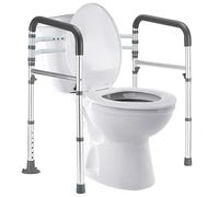 Rails de sécurité pour toilettes Lianjindun, barres de soutien pour personnes âgées et handicapées, avec poignées en mousse grise, ajustables en hauteur et en largeur, en aluminium argenté