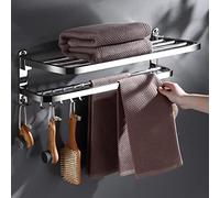 Rails de Serviette, Porte-Serviettes de Salle de Bain Porte-Serviette Murale, Porte-Serviettes de Salle de Bain, Porte-étagère Pliant de l'organisateur de Rail de Montage de Salle de Bain, Cuisine