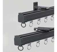 Rails Rideaux Plafond Kit De Rail De Rideau Coulissant Diviseur De Pièce Muet Glisser Rail De Plafond en Aluminium pour Bureau Salon Chambre(Noir,430cm)