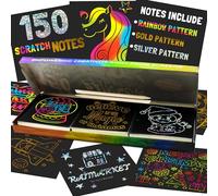 Raimarket Carnet de notes en papier à gratter : lot de 2 jouets en papier magique arc-en-ciel pour fille de 4 ans, cadeaux pour enfants de 3 à 10 ans, jouets de fête d'anniversaire, Anniversaire