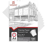 Raimarket Lot de 100 feuilles de papier calque A4 de qualité supérieure - 22,9 x 30,5 cm - Idéal pour le dessin, la couture et le dessin architectural - Papier transparent de 60 g/m²