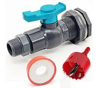 Rain Barrel Spigot Kit with an Hole Saw Include PVC Bulkhead Fitting Ball Valve Thread Seal Tape and Garden Hose Male Threaded Adapter(3/4" Male) for 3/4" Female Threaded Connector(3/4 inch)
