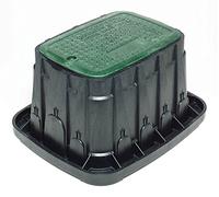 Rain Bird VB-STD-H Boîtier VB standard avec fermeture, corps noir et couvercle vert avec vis hexagonale, 2 sorties prédécoupées larges et 11 sorties latérales
