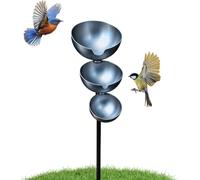 Rain Catcher Bird Bath, 3-Tier Cascading Garden Stake, Plant Support Metal Garden Ornament, Bird Bath & Bee Watering Station for Outdoor, Patio, Yard, Lawn, Backyard Decor & Birds Attraction