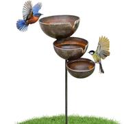 Rain Catchers for Garden 3-Tiered Gardening Stakes Bird Bath Feeder Bowl Bird Bee Watering Station Cup for Outdoor Decor