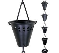 Rain Chains by JASINC Fiona JAS3004BLK Chaîne de pluie noire pour remplacer la gouttière de descente d'eau 2,6 m