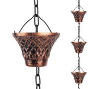 Rain Chains for Gutters Outside,Copper Rain Catcher Chain with Cups Decorative Replacement for Downspout