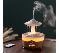 Rain-Cloud Diffuseur d'Huiles Essentielles et Humidificateur d'Air Électrique, Lampe de Pluie Champignon avec 7 Couleurs LED (Marron)