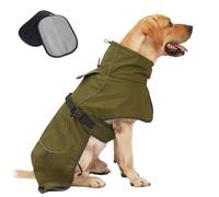 Rain Coat for Dogs, Cold Weather Coat with Soft Fleece Lining, Waterproof Dog with Legs,Djustable Dog Rain Reflective Raincoats for Indoor & Outdoor, Camping (Green, XL)