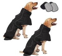 Rain Coat for Dogs, Cold Weather Coat with Soft Fleece Lining, Waterproof Dog with Legs,Djustable Dog Rain Reflective Raincoats for Indoor & Outdoor, Camping (2Pcs Black, M)