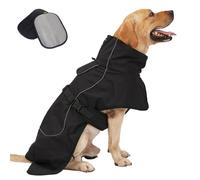 Rain Coat for Dogs, Cold Weather Coat with Soft Fleece Lining, Waterproof Dog with Legs,Djustable Dog Rain Reflective Raincoats for Indoor & Outdoor, Camping (Black, S)