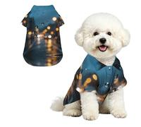 Rain Drop Glass M Chemise hawaïenne pour petits chiens - Tenue d'été mignonne pour la plage - Vêtement doux et respirant avec boutons