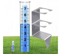 Rain Gauge Glass Outdoor, Weatherproof Rainfall Measuring Tool, Freeze-Resistant 8,38 pouces Gauge with Metal Stake for Gardens, Patios, Lawns, Pathways, And Backyard Decor