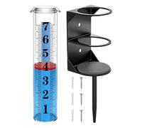Rain Gauge Outdoor | Accurate Easy-Read Meter - Stake Rain Gauge For Outdoors | Thermometers & Meteorological For Weather-Enthusiast Gardener Farmer Patio Balcony Greenhouse Terrace Lawn Courtyard